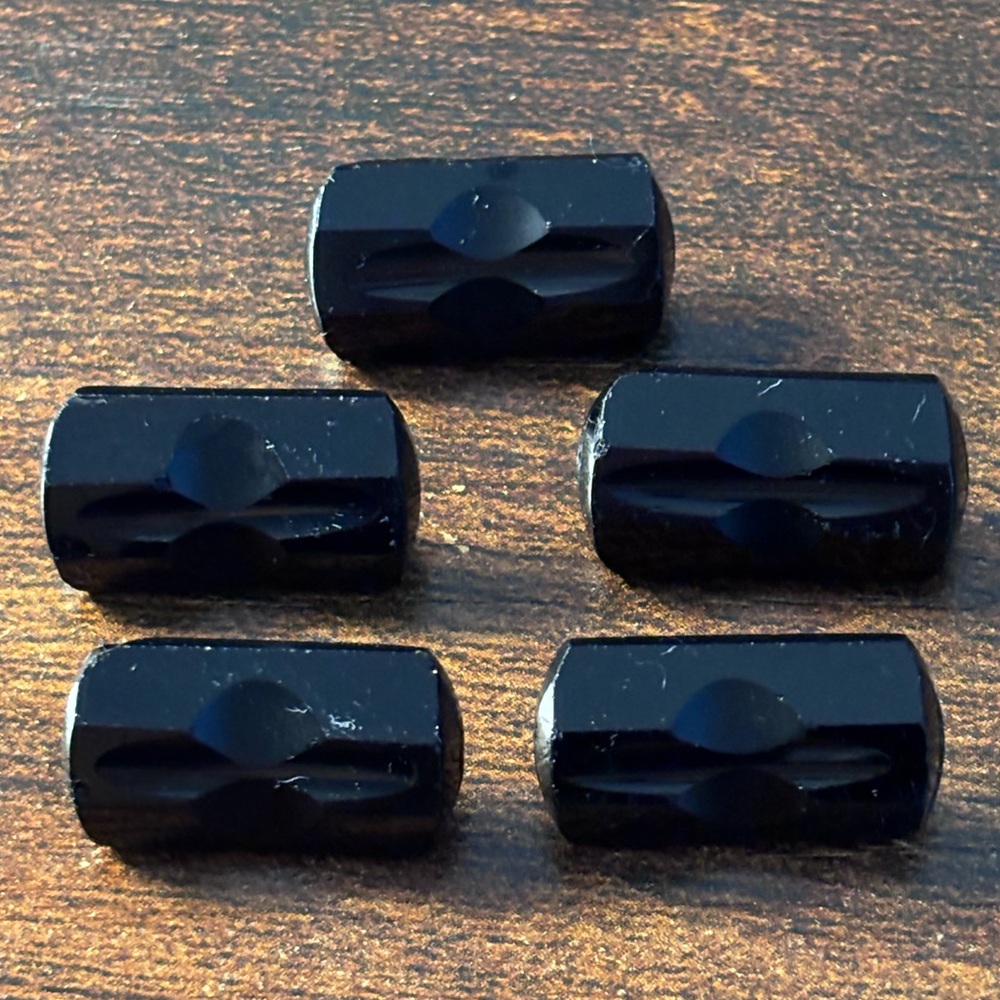 Vintage Black Rectangular Glass Button Lot (qty 5)